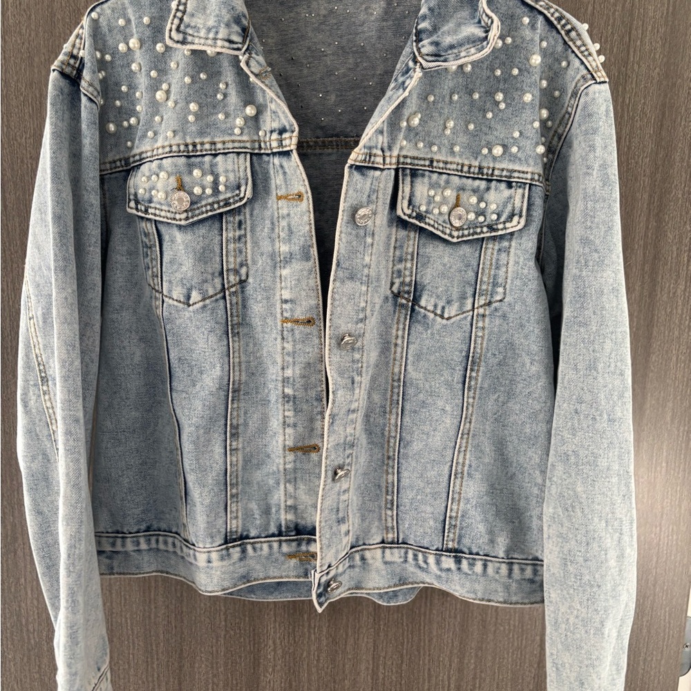 Pearl Embellished Denim Jacket